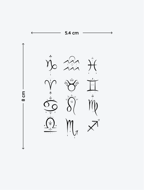 Zodiac Symbols temporary tattoo