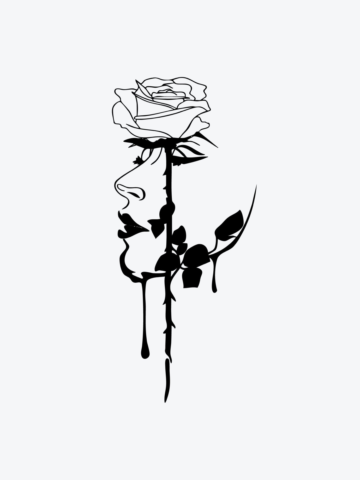 Licking Rose temporary tattoo