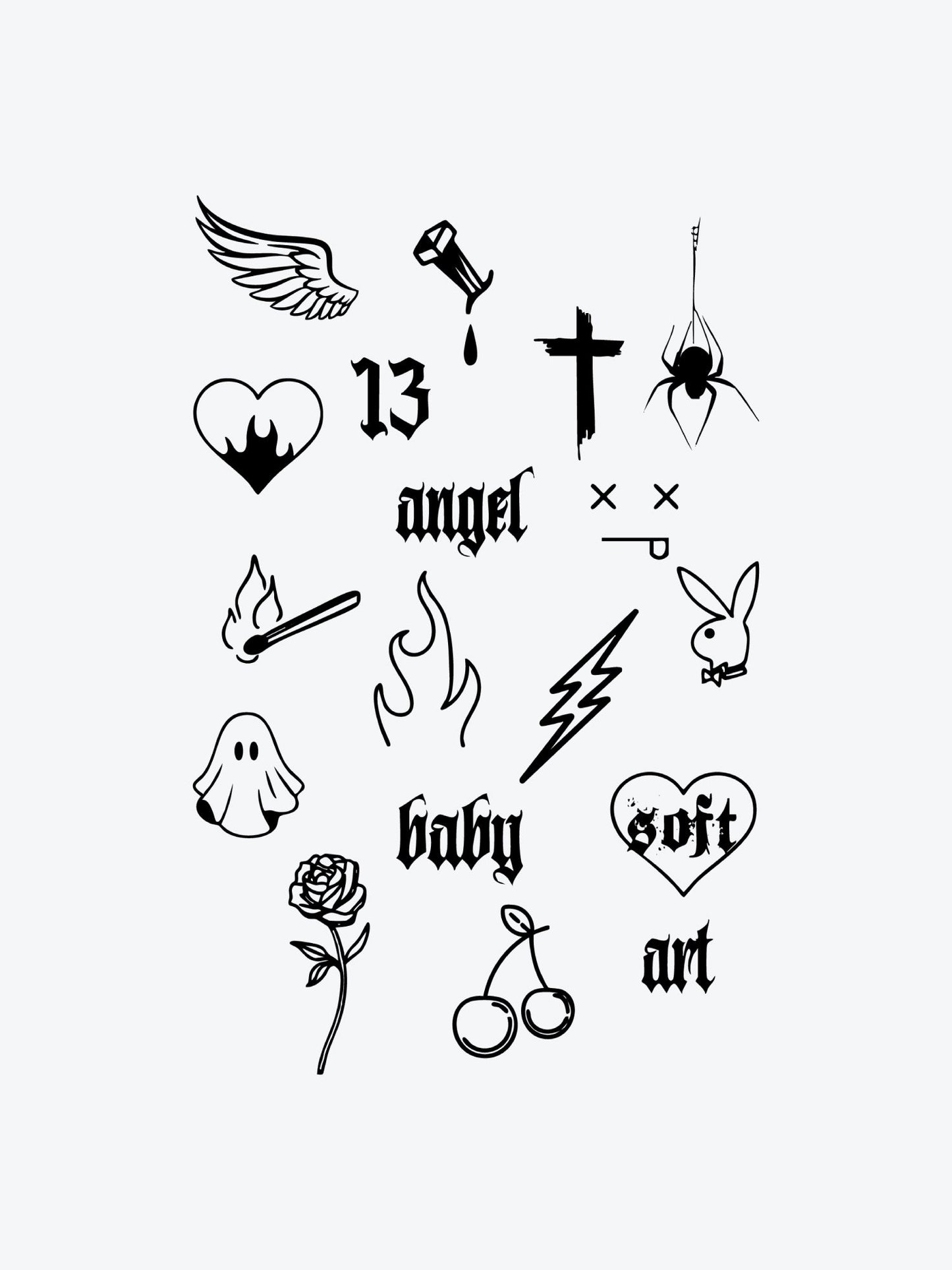 Modern Shit Bundle(18 Tattoos) temporary tattoo