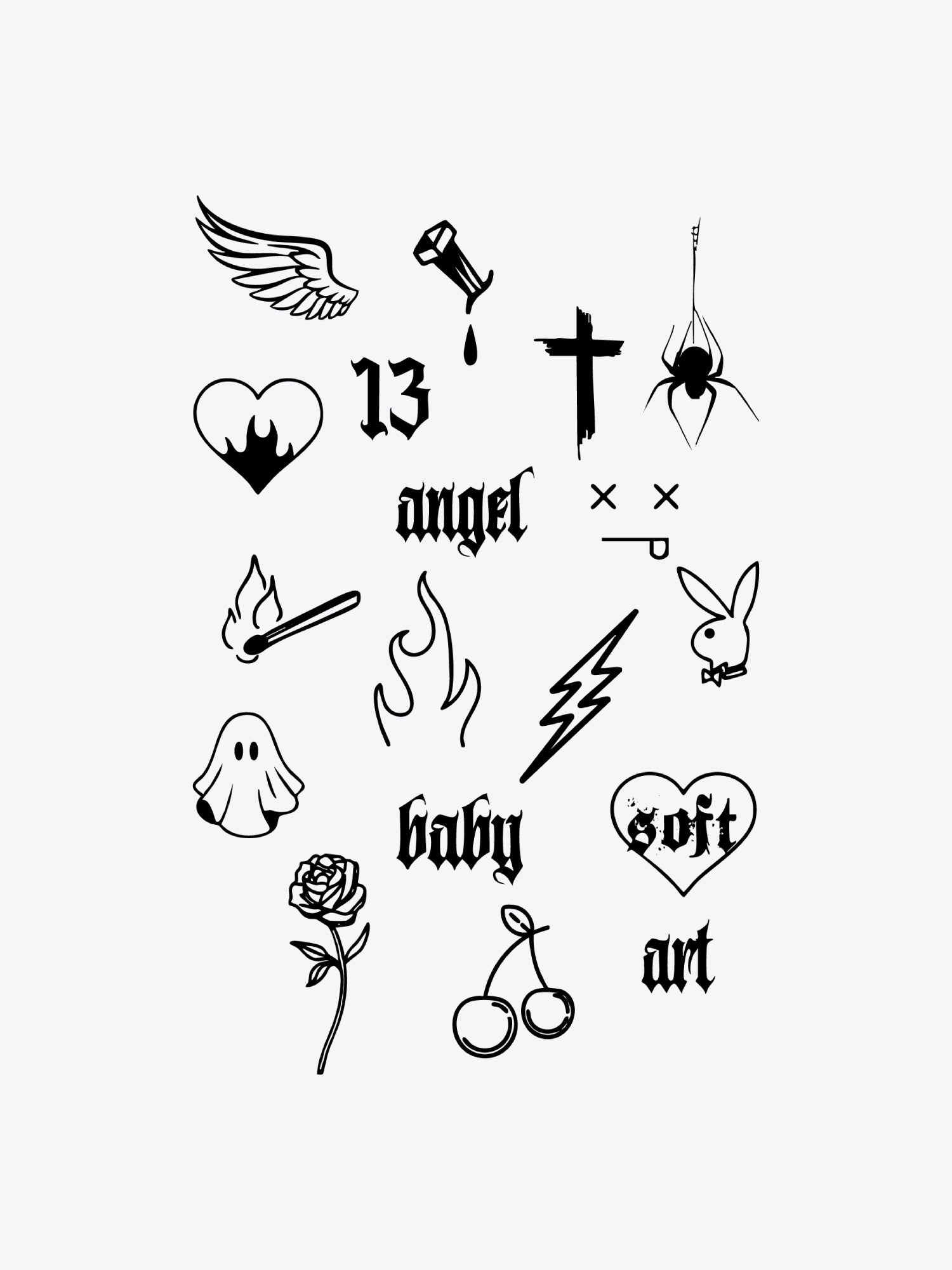 Modern Shit Bundle(18 Tattoos) temporary tattoo