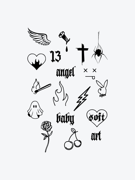 Modern Shit Bundle(18 Tattoos) temporary tattoo