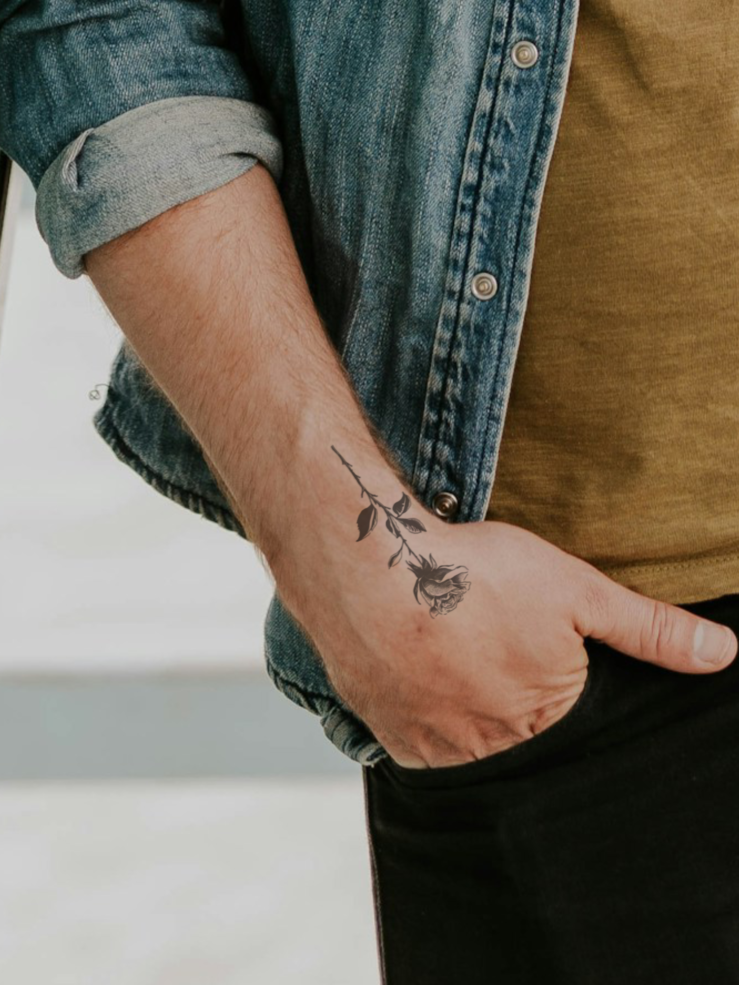 Rose Sketchwork temporary tattoo