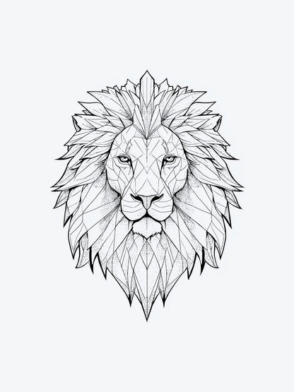 Geometric Lion temporary tattoo