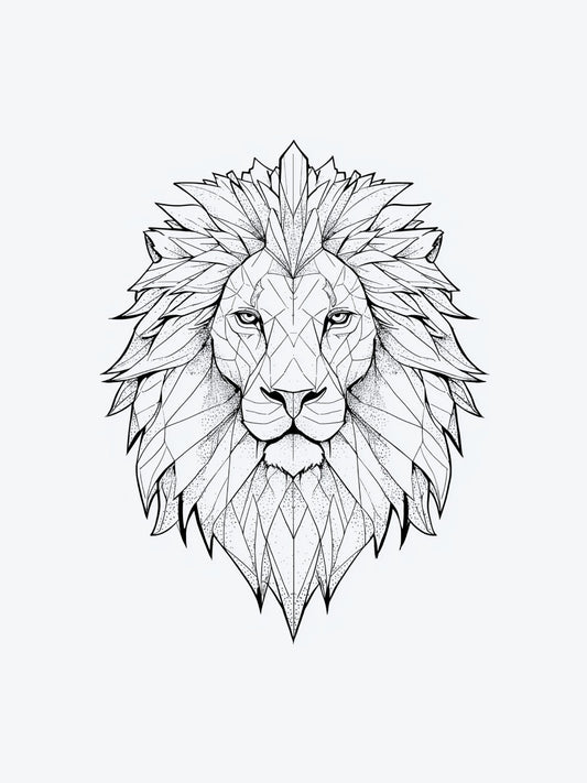 Geometric Lion temporary tattoo