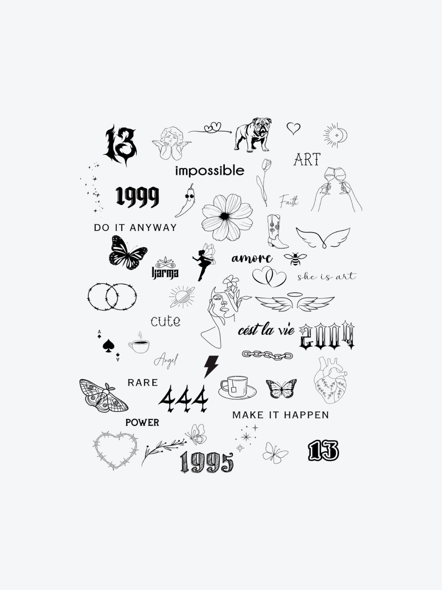 1995 Bundle (52 Tattoos) temporary tattoo