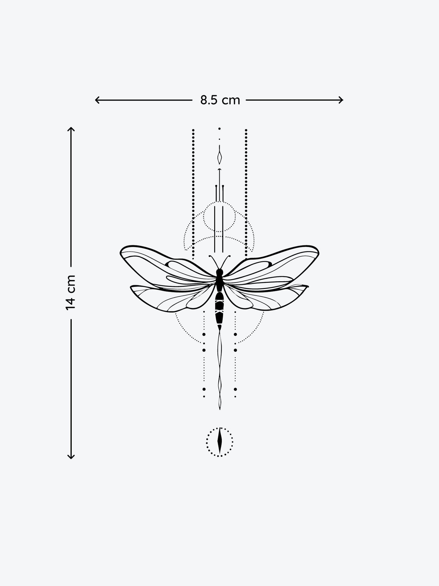 Dragon Fly Linework temporary tattoo