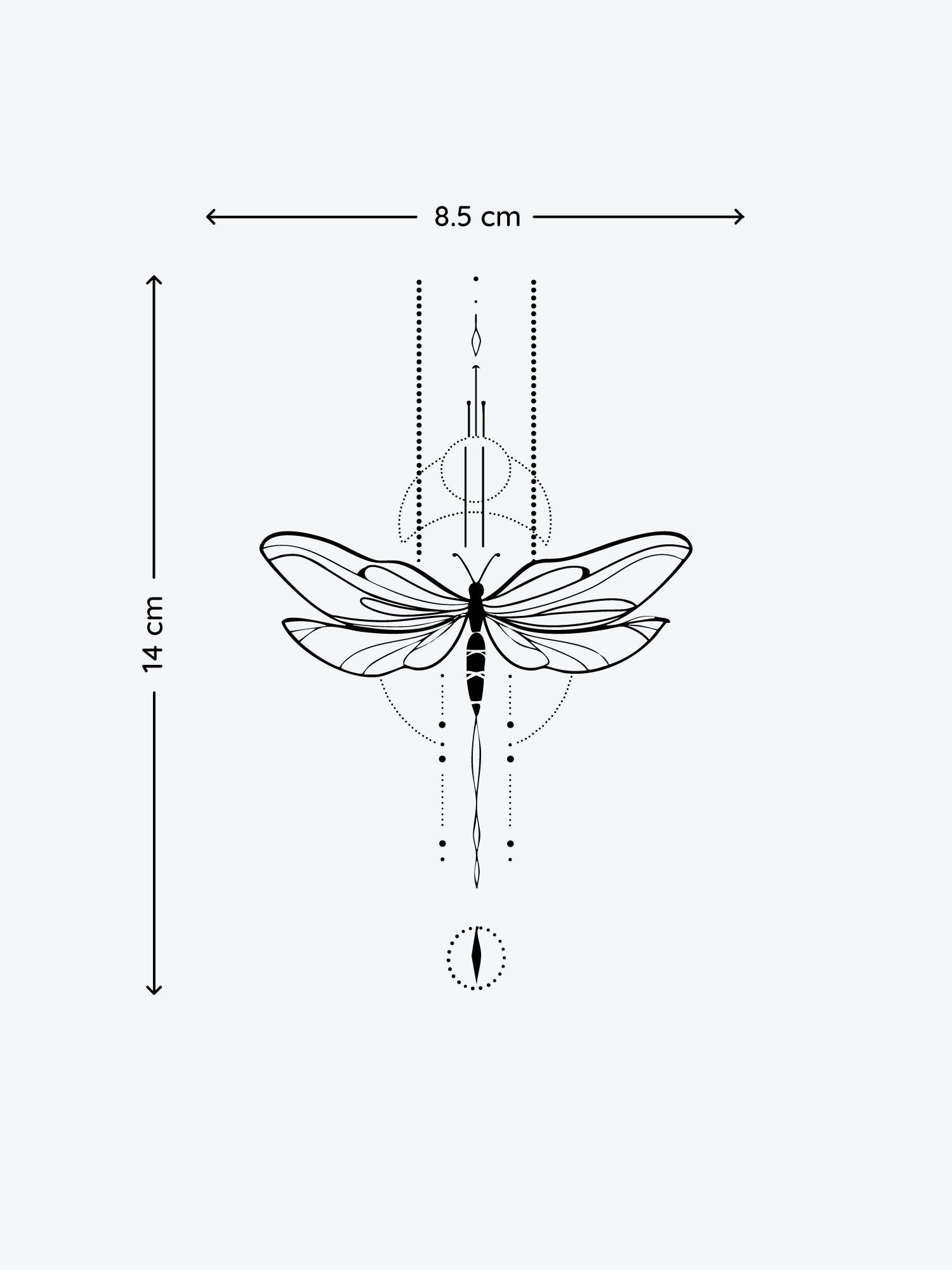 Dragon Fly Linework temporary tattoo