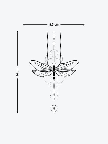 Dragon Fly Linework temporary tattoo