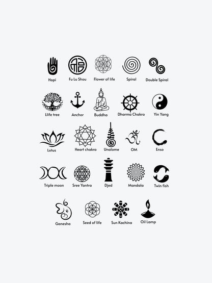 Spiritual Symbols Bundle(24 Tattoos) temporary tattoo