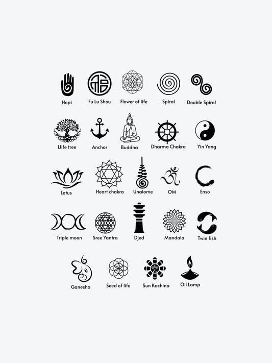 Spiritual Symbols Bundle(24 Tattoos) temporary tattoo
