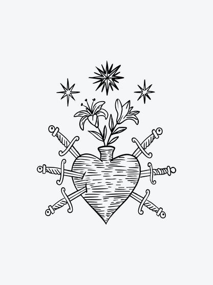 Hurted Heart temporary tattoo