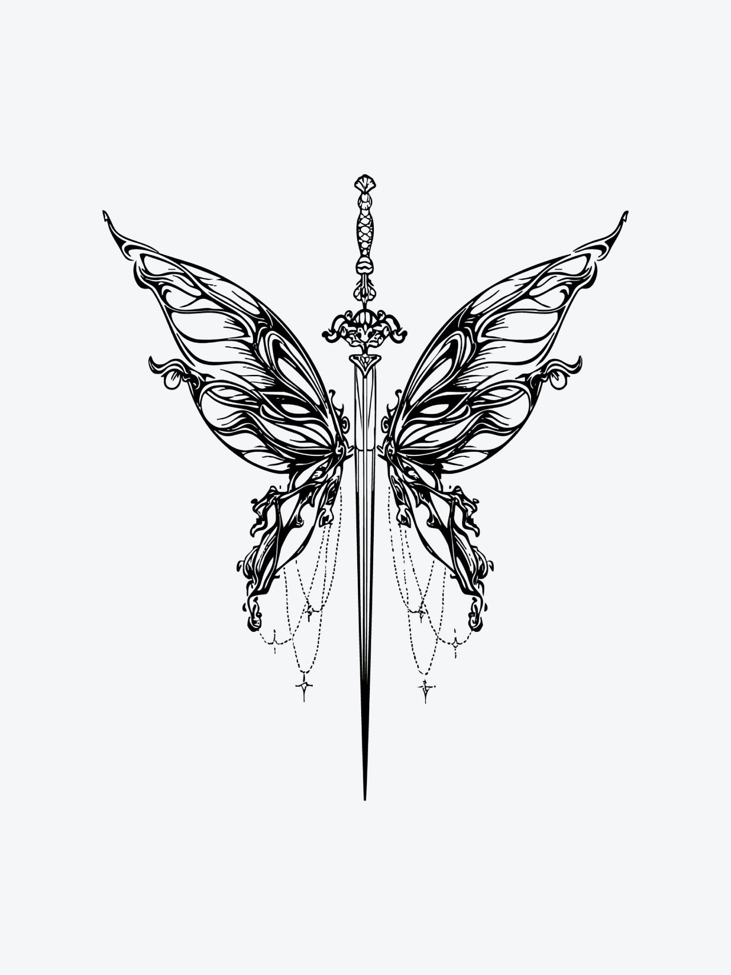 Sword Butterfly temporary tattoo