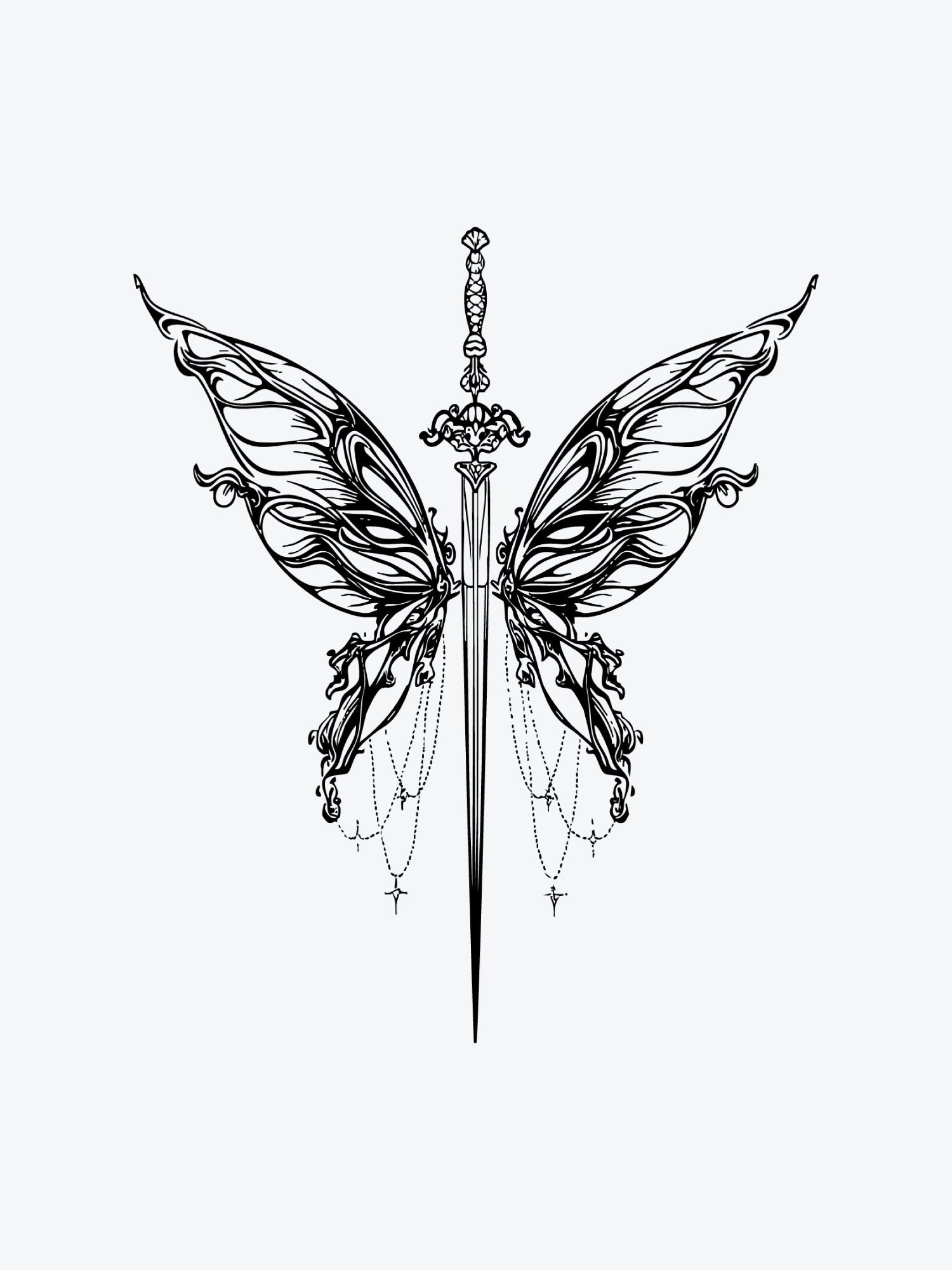 Sword Butterfly temporary tattoo