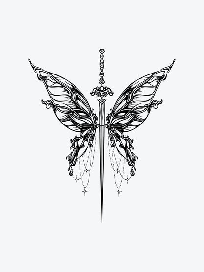 Sword Butterfly temporary tattoo