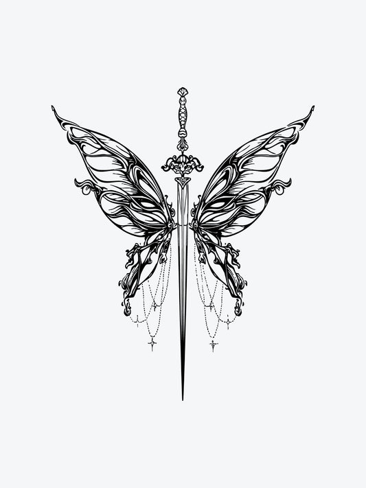 Sword Butterfly temporary tattoo