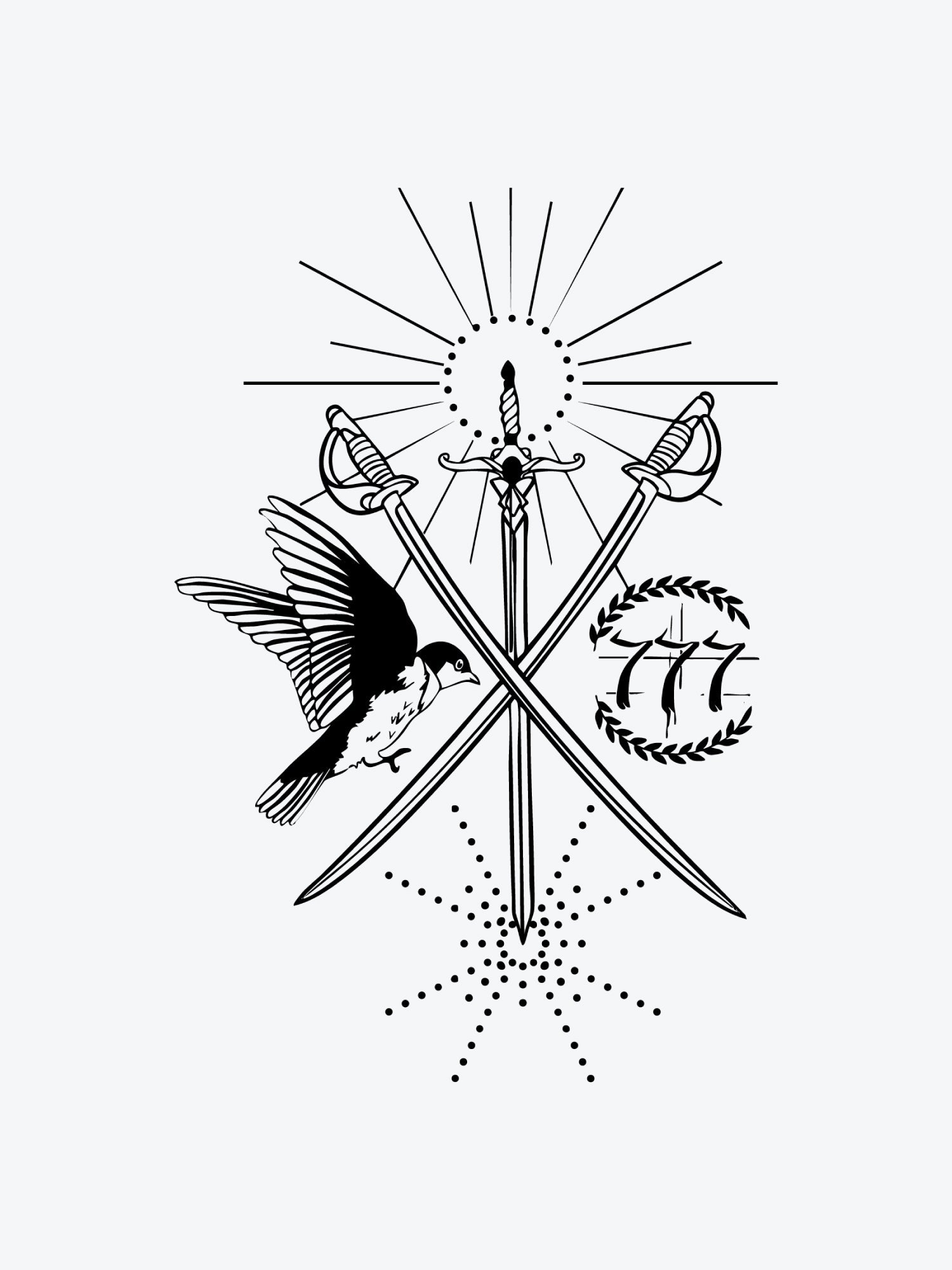 Swords And Birds temporary tattoo
