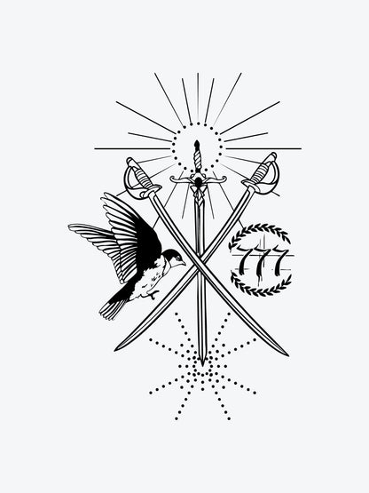 Swords And Birds temporary tattoo