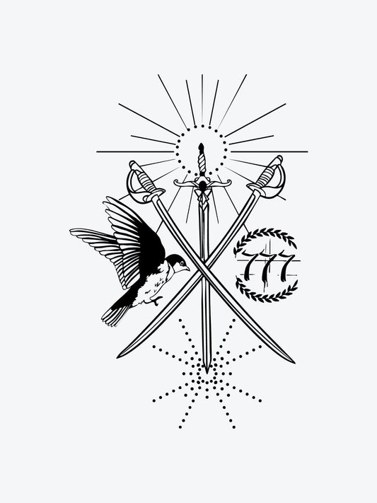 Swords And Birds temporary tattoo