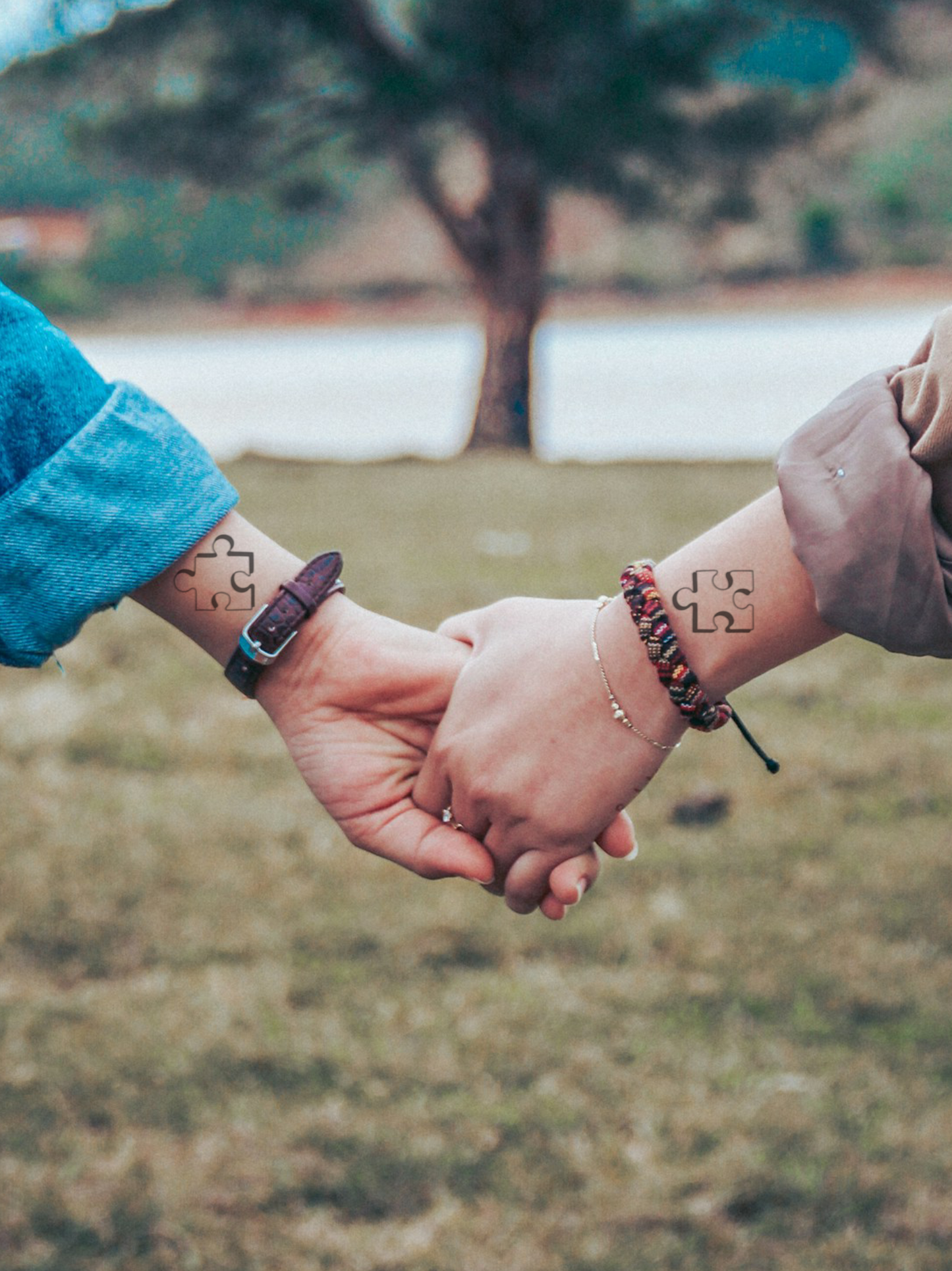 Puzzle Couple temporary tattoo