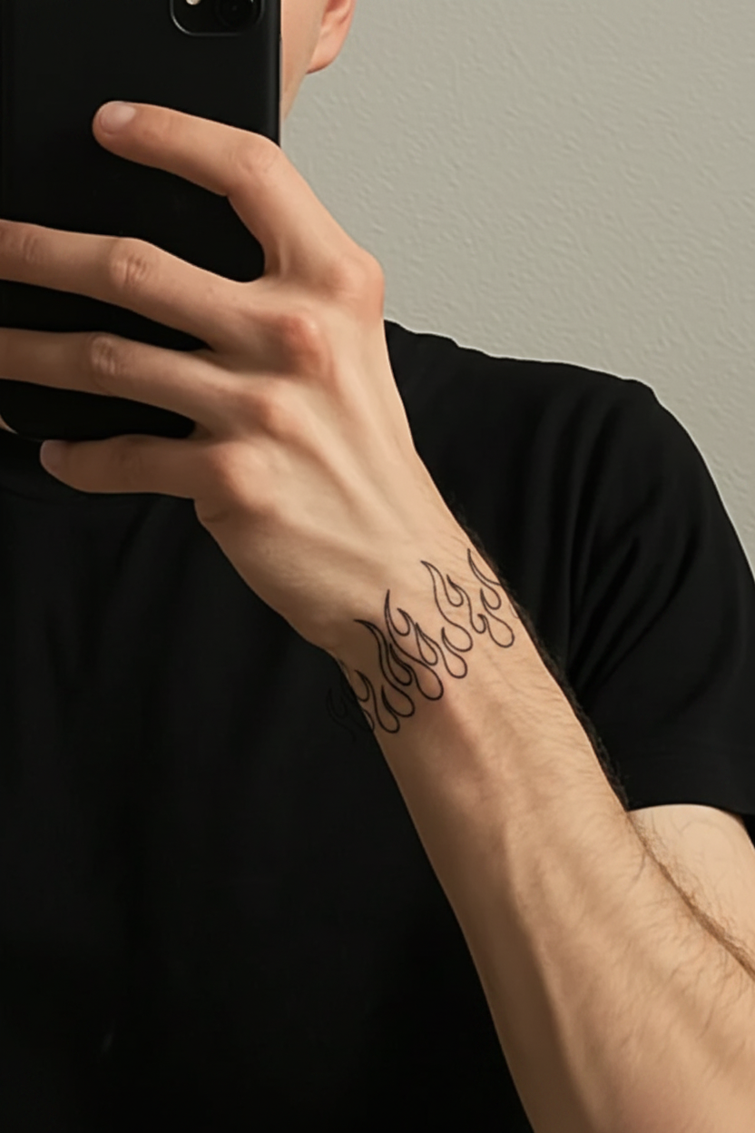 Flames temporary tattoo