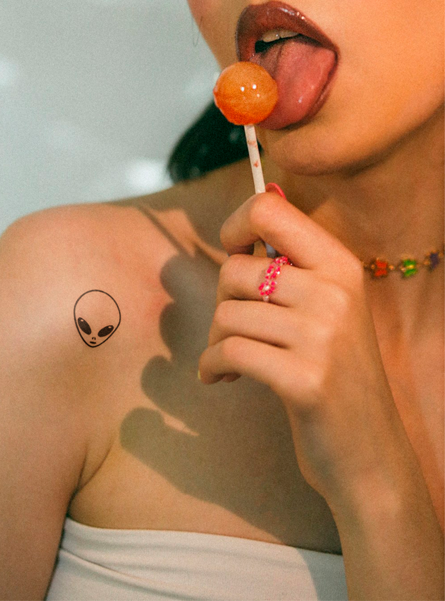 Alien Head temporary tattoo