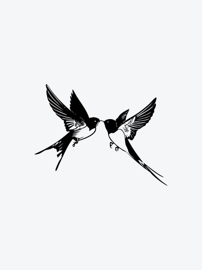 Kissing Birds temporary tattoo