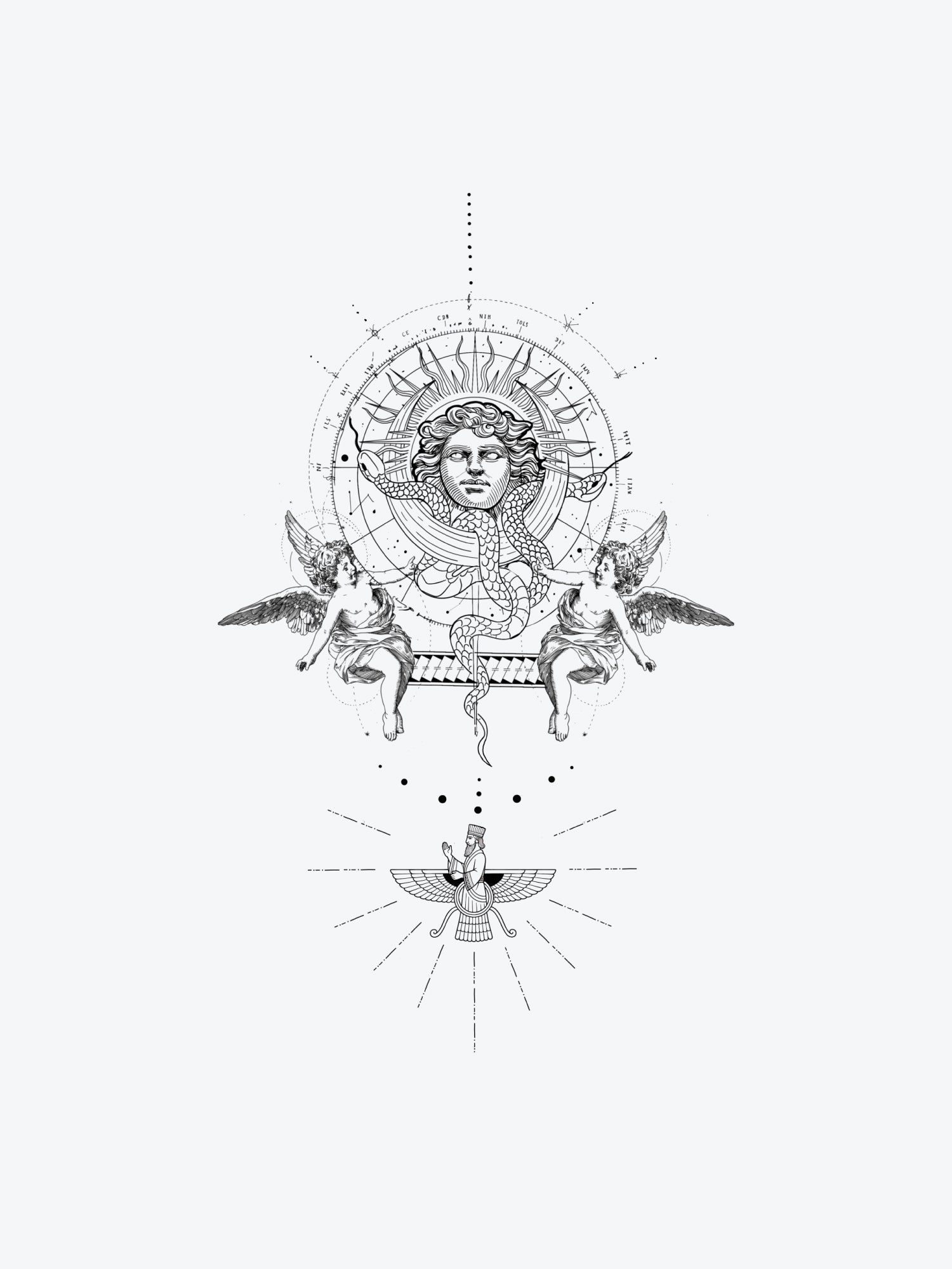 Snakes and Angels temporary tattoo