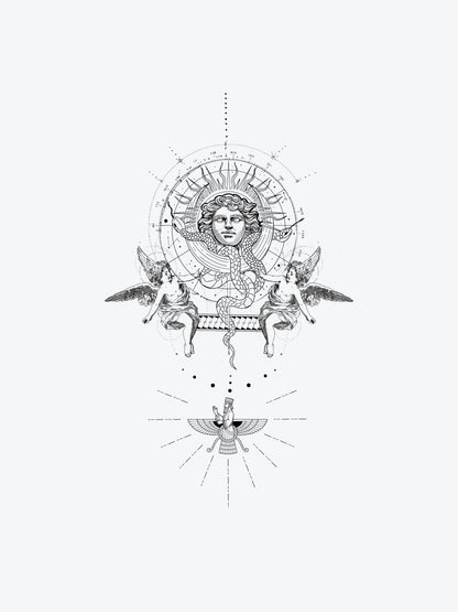 Snakes and Angels temporary tattoo