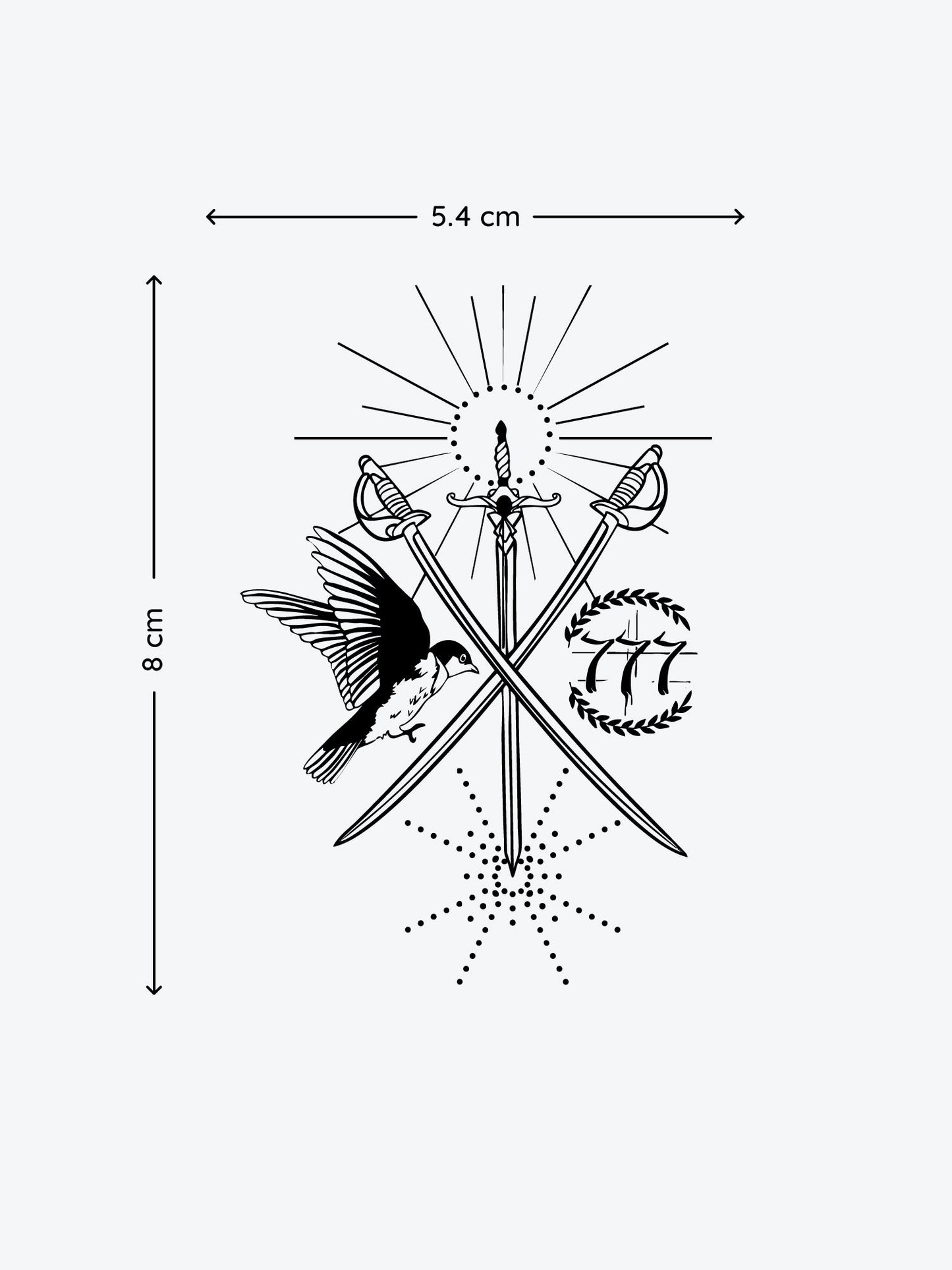 Swords And Birds temporary tattoo