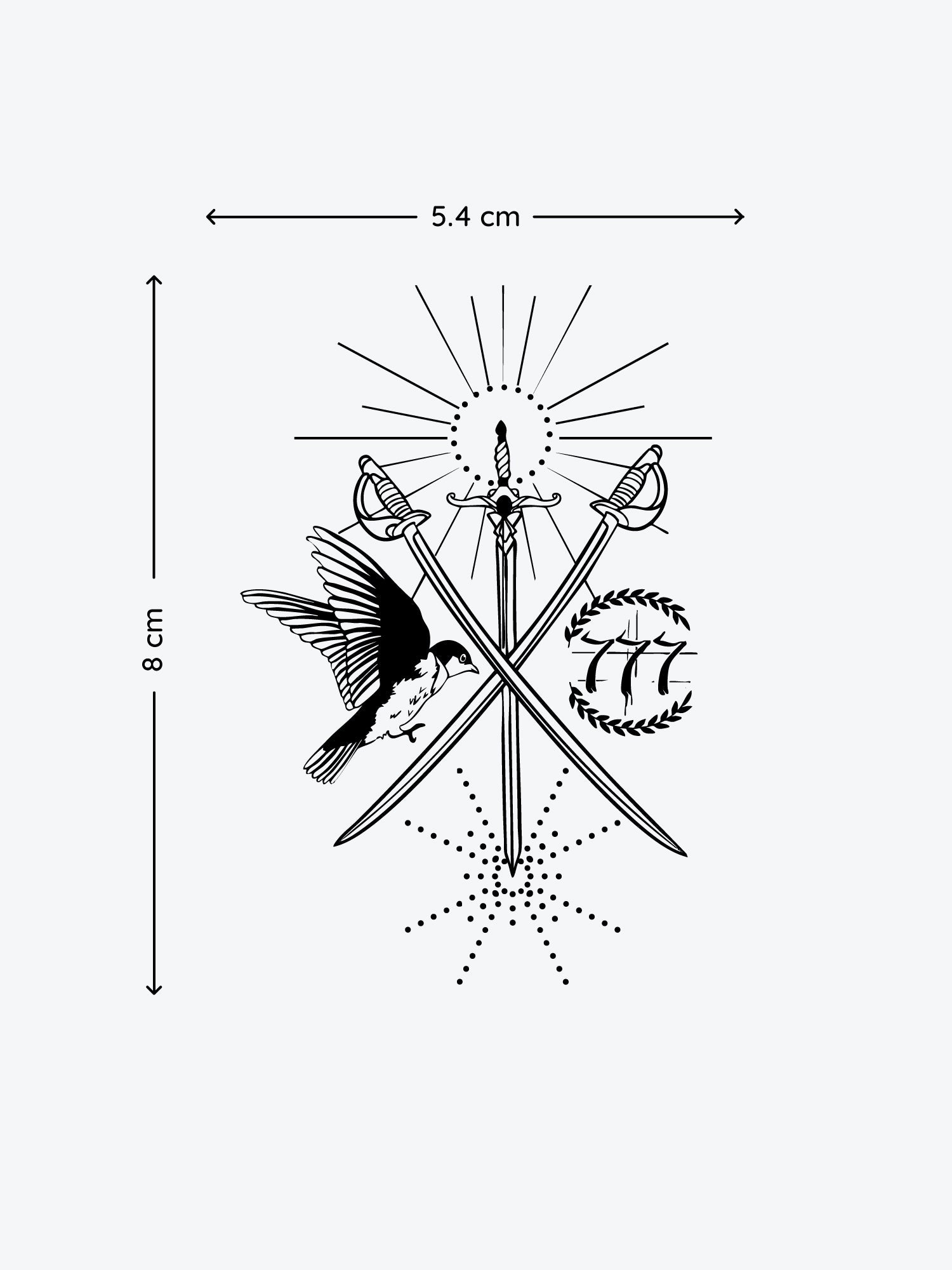 Swords And Birds temporary tattoo