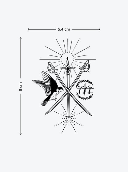 Swords And Birds temporary tattoo