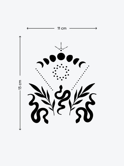 Snake N Moon temporary tattoo