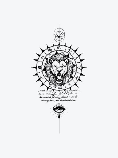 Lion Linework temporary tattoo
