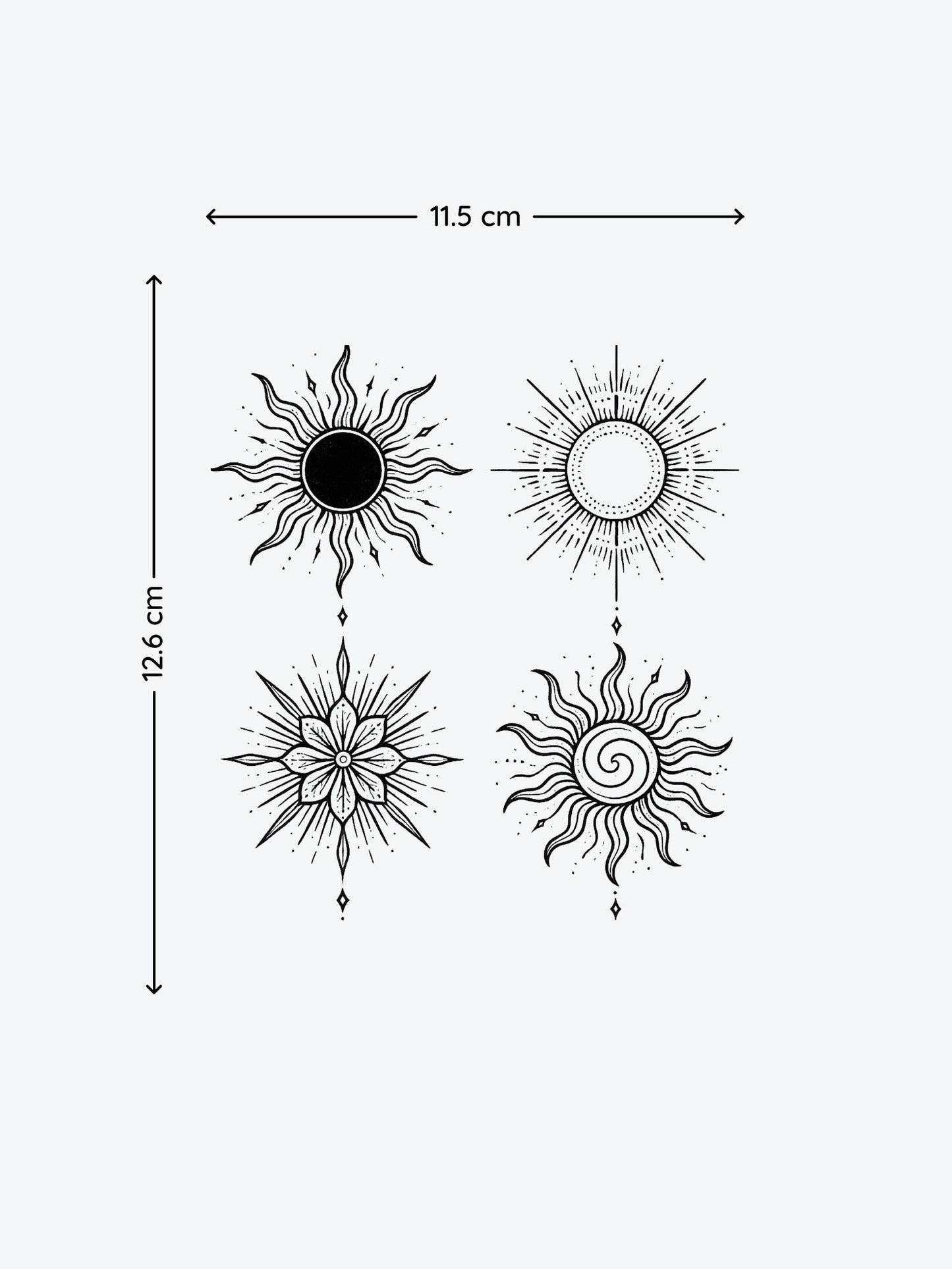 Sun Foursome Bundle (4 Tattoos) temporary tattoo