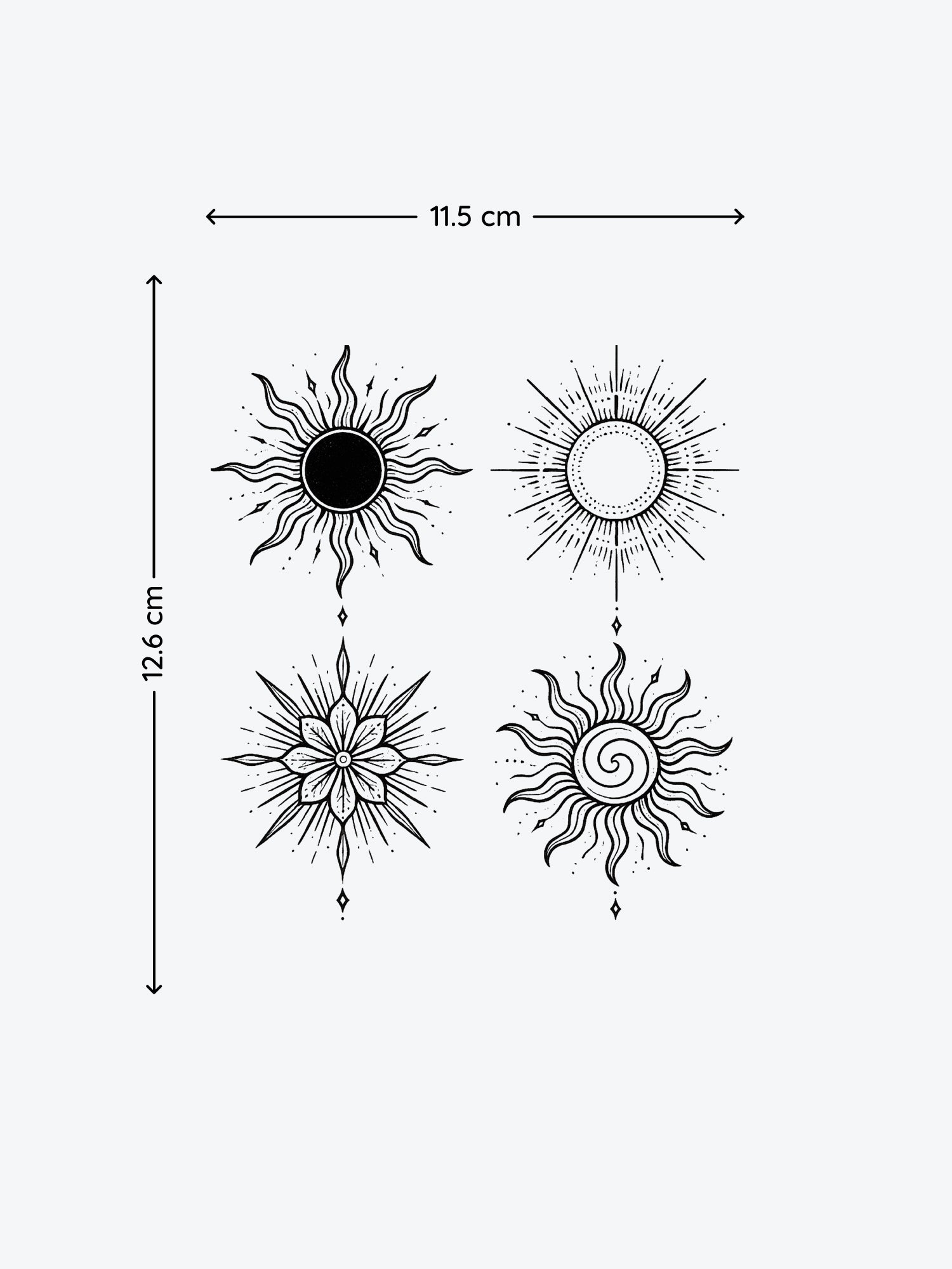 Sun Foursome Bundle (4 Tattoos) temporary tattoo