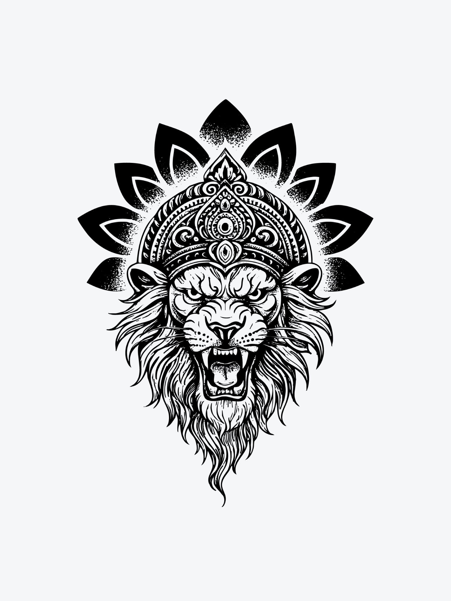 Mandala Lion temporary tattoo