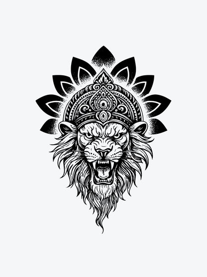 Mandala Lion temporary tattoo