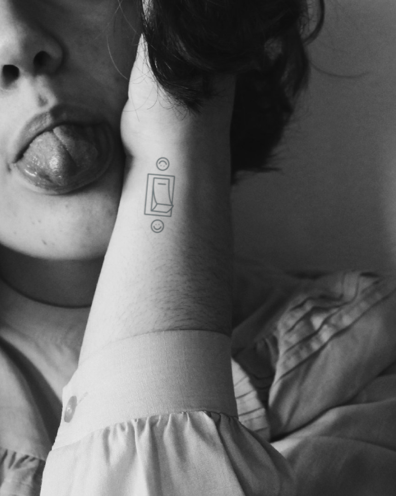 On Off temporary tattoo