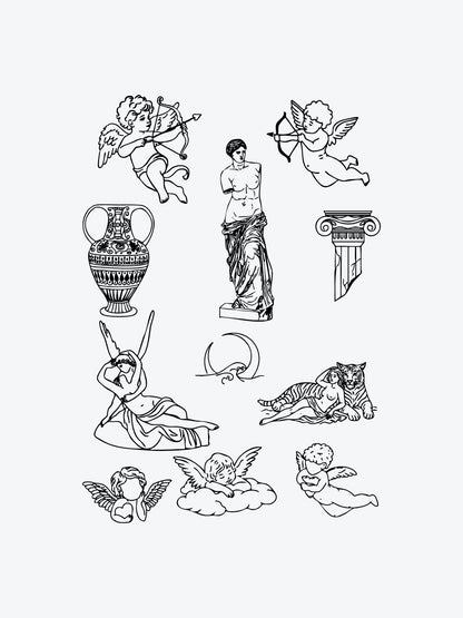 Greek Bundle(11 Tattoos) temporary tattoo