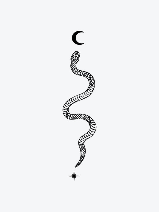 Snake Moon N Stars temporary tattoo