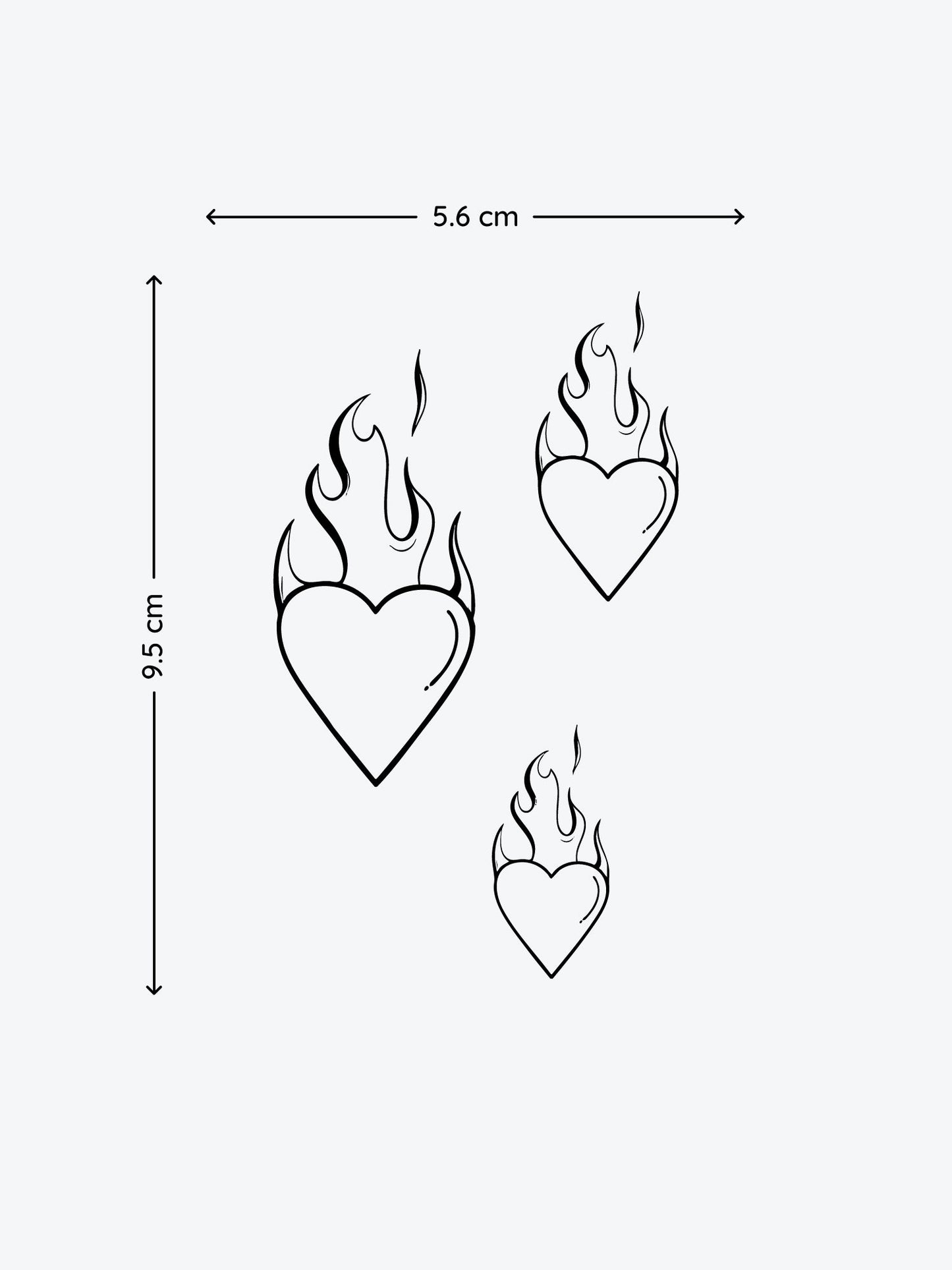 Three Fire Hearts Bundle(3 Tattoos) temporary tattoo