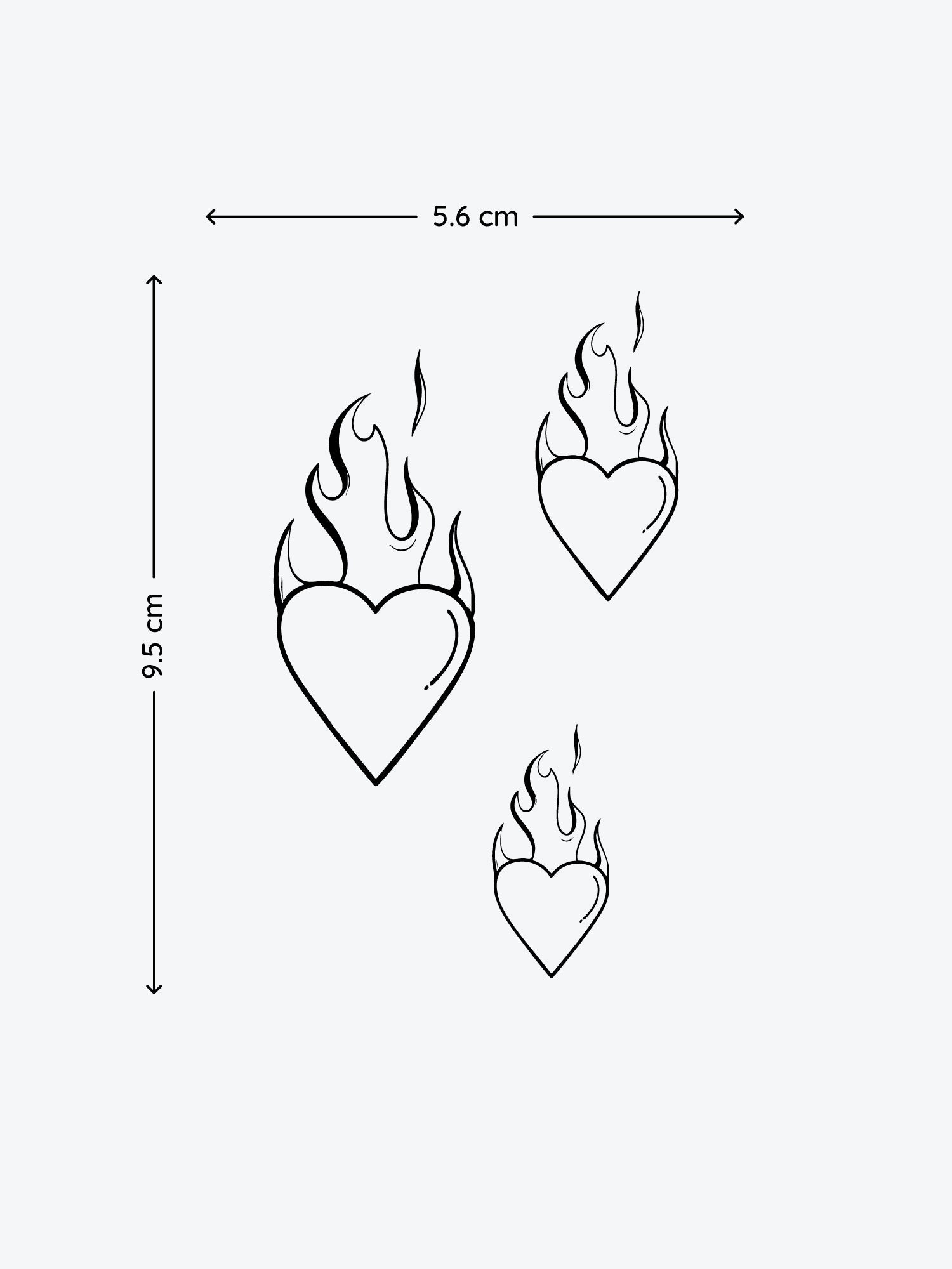 Three Fire Hearts Bundle(3 Tattoos) temporary tattoo