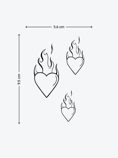 Three Fire Hearts Bundle(3 Tattoos) temporary tattoo
