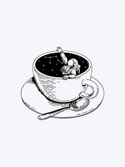 Astronaut Coffee Break temporary tattoo