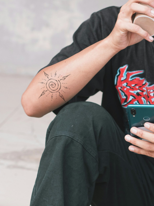 Sun Spiral temporary tattoo