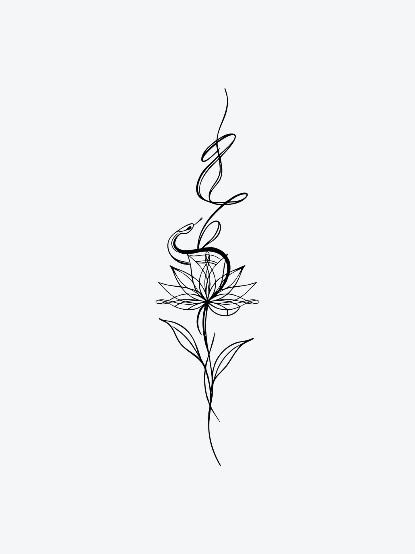 Lotus Snake temporary tattoo