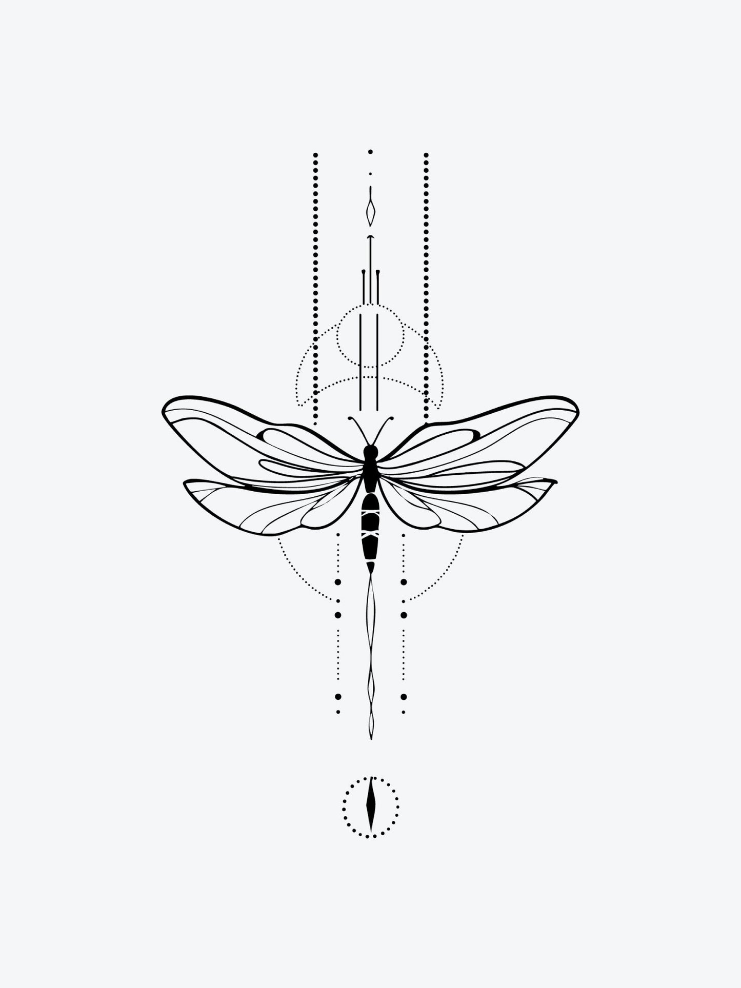 Dragon Fly Linework temporary tattoo