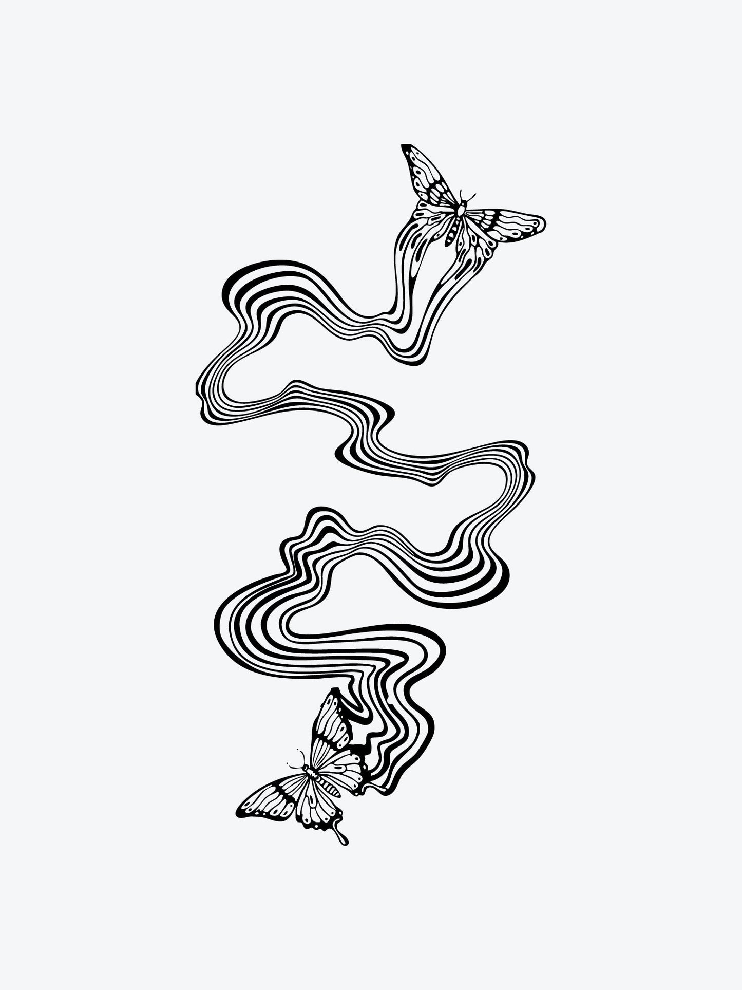 Psychedelic Butterflies temporary tattoo