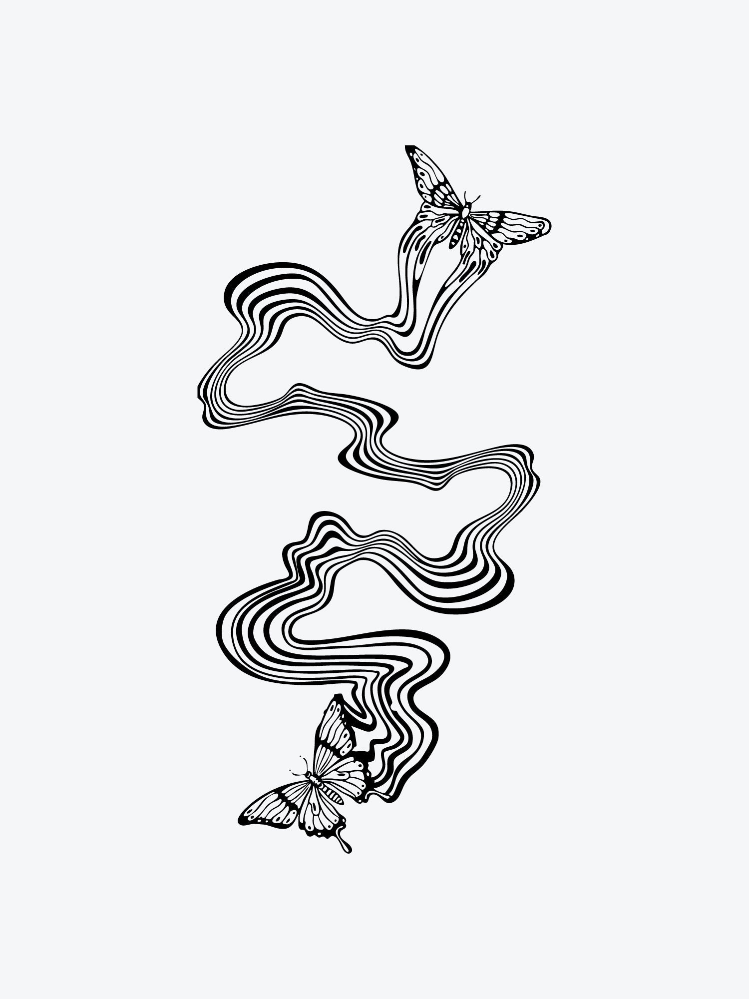 Psychedelic Butterflies temporary tattoo