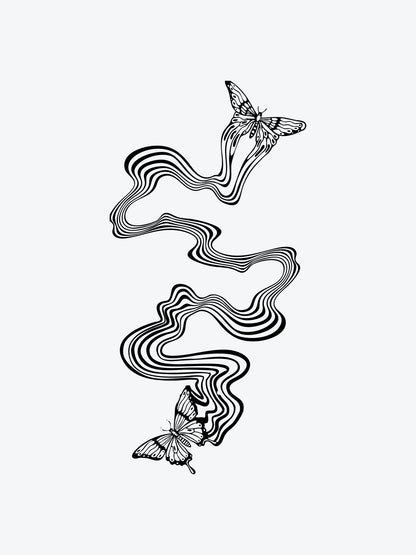 Psychedelic Butterflies temporary tattoo